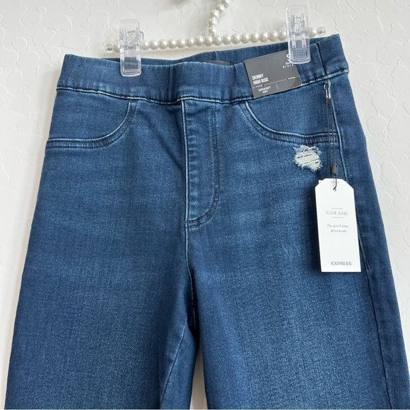 NEW Express Women's Flexx Jeans Pull-On Skinny High Rise Soft Sm Short (0, 2, 4) - Picture 4 of 6